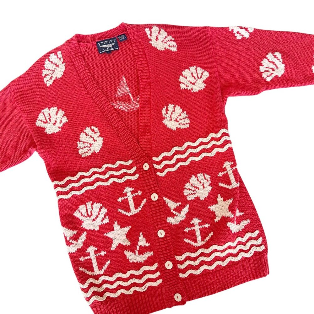 Vintage Best American Clothing Co. Nautical Themed Cardigan Sweater Sz M